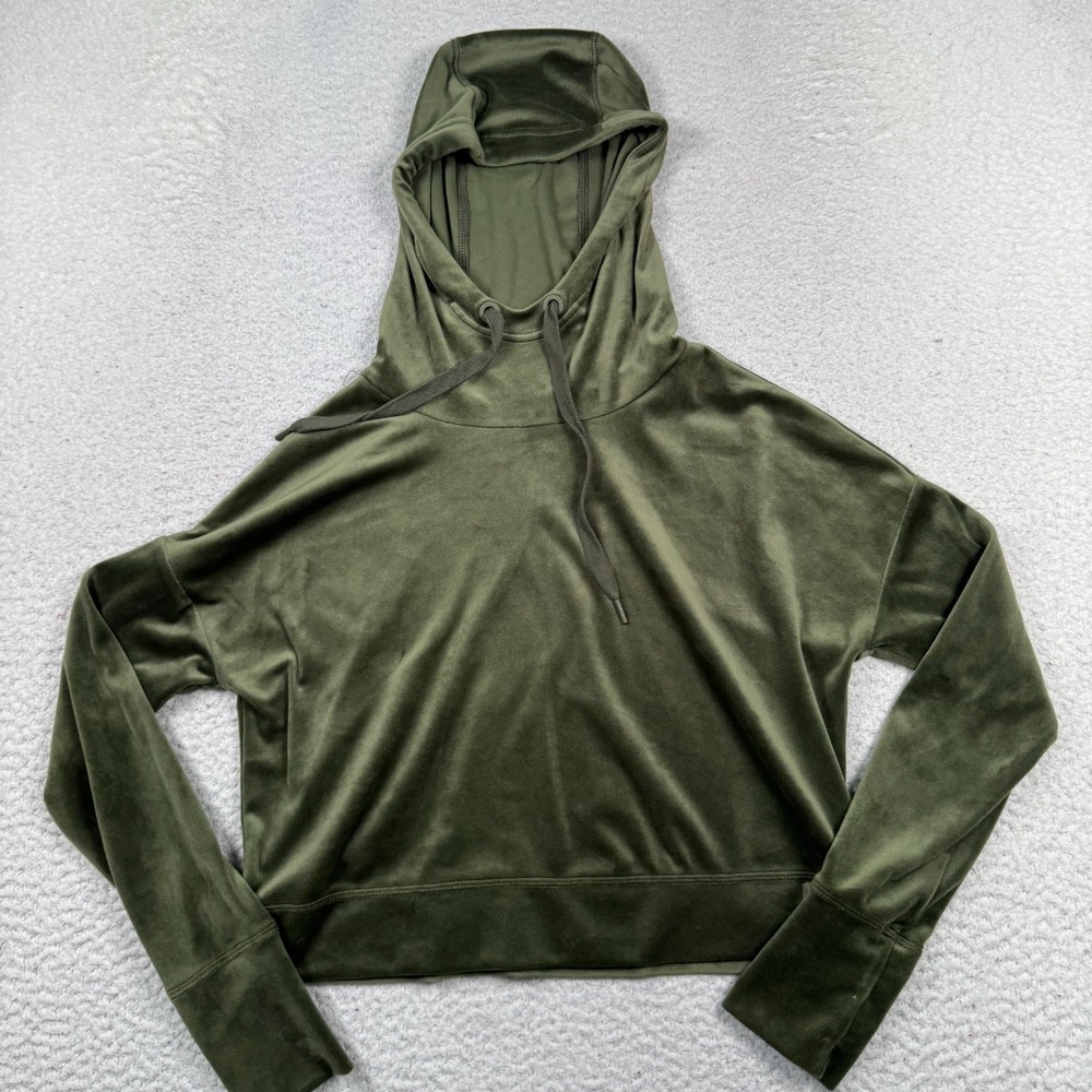 Offline by‎ Aerie Sweater Womens XS Pale Velvet Hoodie Cropped Pullover Green